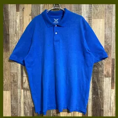 メンズ 古着 半袖 ポロシャツ 無地 シンプル 青 L 夏 ブルー