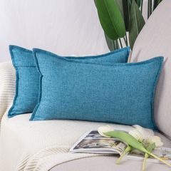 新品 Madizz リネンスローピローカバー2枚セット ソフト装飾クッションカバー ソファ 寝室用 枕シェル 40*40 cm ブルー