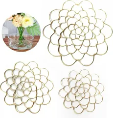 nijimomo フラワーアレンジメント ホルダー ３種セット 花留め 花器 花瓶 フラワーベース(ゴールド)