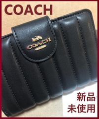 COACH コーチ 新品 ブラック 折り財布 メンズ レディース 小物 財布 黒