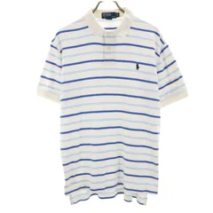 Polo by Ralph Lauren ポロバイラルフローレン ボーダー柄 半袖 ポロシャツ M ホワイト メンズ 古着