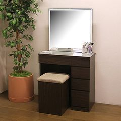 新品・未開封・国産品：：ドレッサー「ルナ」ダークブラウン色　鏡台　一面鏡