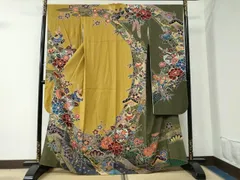 【超絶逸品】⭐️沖縄県伝統工芸品⭐️【紅型小紋】⭐️型染⭐️草木染⭐️着物 琉球紅型小紋柄「丸竹に千鳥」 Ryukyu Bingata 