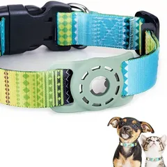 masamilk 犬用エアタグ首輪 猫 ペット首輪 迷子 追跡 ペット用品 AirTagケース(ボヘミアングリーン,  S)