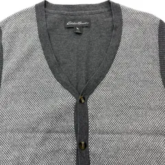 Eddie Bauer ☆ 取り扱い◎ 着回し◎ コットン ウール ニット デザイン ベスト グレー L 大人カジュアル 古着 エディーバウアー■S2639のサムネイル