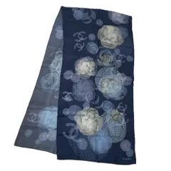 CHANEL シフォン スカーフ カメリア ココマーク 花柄 グリーン CHANEL シフォン スカーフ カメリア ココマーク 花柄 グリーン