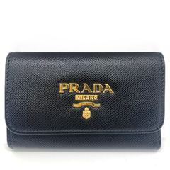 プラダ  サフィアーノレザー 4連 キーケース ブラック PRADA Aランク 中古