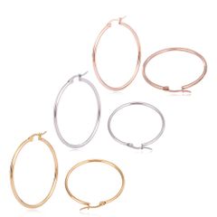 【幅2mm 外径40mm シルバー/ゴールド/ローズゴールド 3色ペアセット 】[Adelina Style] フープ ピアス 人気 大きめ レディース リングピアス イヤリング 金属アレルギー対応 サージカルステンレス 両耳用 プレゼント