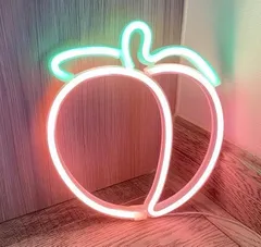 桃 ピーチ ネオンサイン ネオンライト LED 照明 ライト USB ハロウィン パーティー 卓上 間接照明 インテリアライト ルームライト おしゃれ かわいい デコレーション 店舗装飾 ディスプレイ カフェ サロン 部屋 光る雑貨 壁掛け ピンクライト