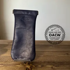 展示品特価【OACW】グラスケース　メガネケース　小物入れ /NAVY　本革　牛革　ハンドメイド　手縫い