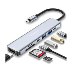【2024高機能版】USB Cハブ 7-in-1 タイプCハブ ドッキング変換アダプタ[ 4K HDMI/PD 87W/USB 3.0/Type-C/SD&TF] MacBook Pro Air/iPad Pro/Samsung/ChromeBook/Su 1