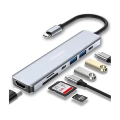 【2024高機能版】USB Cハブ 7-in-1 タイプCハブ ドッキング変換アダプタ[ 4K HDMI/PD 87W/USB 3.0/Type-C/SD&TF] MacBook Pro Air/iPad Pro/Samsung/ChromeBook/Su 0