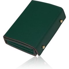 【新品未開封】財布 レディース 本革 日本製 小さい財布 お札が折れない 箱型財布 コンパクト 使いやすい 左利き カード入れ多い ミニ財布 ボックス型小銭入れ 2つ折り（グリーン）AO4980MPLUS