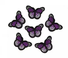 蝶ワッペン 6枚セット モチーフ ちょうちょ 刺繍糸 ワッペン 仮装 ダンス 紫