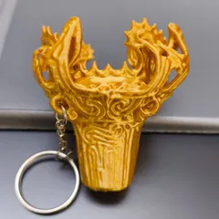 火焔型土器 キーホルダー（黄金シルクPLA／1/5スケール）縄文土器