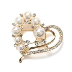 [ティグロス] TIGLOSS ブローチ コサージュ パール 卒業式 入学式 セレモニー ゴールド フォーマル ジャケット スーツ ギフト 結婚式 お呼ばれ ドレス パーティー ピン おしゃれ 5種 専用BOX付（ラブリーハート）