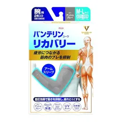 バンテリンサポーター リカバリータイプ アームスリーブ 腕用 ふつう~大きめ/M~Lサイズ(ひじ上10cm周囲27~34cm) アッシュグレー 2枚入