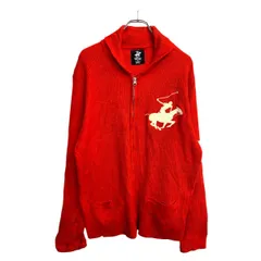POLO CLUB ニットジャケット XLサイズ ポロクラブ ジップアップ レッド アクリル 古着卸 アメリカ仕入 t2503-3331