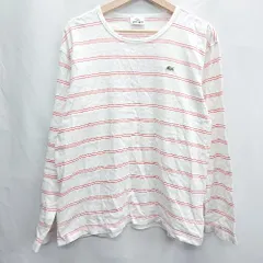 ◇ ⊂ LACOSTE ラコステ ボーダー 長袖 ロンＴ カットソー サイズ4 ホワイト系 レディース E  【1502180069758】