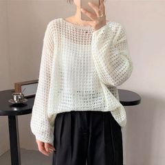新品未使用 CAWAII 涼しく重ね着する花咲くクロシェ編みニットシアートップス cawaii ブラウス シャツ 涼しく重ね着する。花咲くクロシェ編みニット