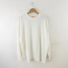 ユニバーサルオーバーオール UNIVERSAL OVERALL ワッフルTシャツ 丸首 長袖 オフホワイト 白 XL *A742