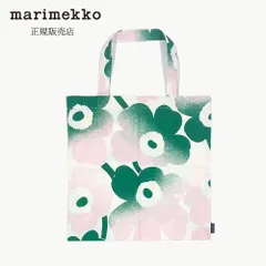 【日本正規品】マリメッコ　トートバッグ　Unikko Haivahdys（ウニッコ ハイヴァディス） 43×43cm　ライトピンク×グリーン　北欧　おしゃれ　レディース