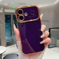 【人気商品】女性 女子 ケース ケース 可愛い 韓国 携帯電話カバー 耐衝撃 軽量 ソフト メッキ加工 スマホケース シリコン ワイヤレス充電対応 TPU 柔軟な ウェーブ 16 16 アイフォン (ダークバイオレット) おしゃれ 人気 ハートケース 用 iP