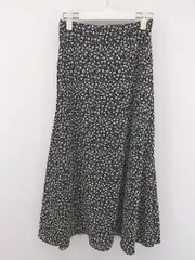 ◇ COLZA コルザ 花柄 フラワー ロング フレア スカート サイズM ブラック ホワイト レディース P  【中古】 【1209200001223】