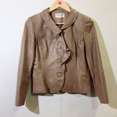 【12/6出品停止】HANAE MORI 森英恵 レザーフリルジャケット レディース 40サイズ