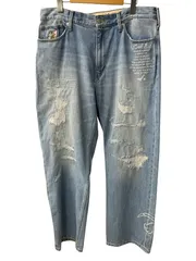 エクストララージ X-LARGE Tom And Jerry ダメージ加工 ワイド デニム パンツ 101241031022 デニム ブルー 201MB-937