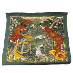 美品　希少品　エルメス　カシミヤ混シルクスカーフ　カレ90　森の狩猟 HERMES - エルメス HERMES スカーフ カレ90 CHASSE au BOIS 森の