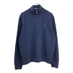 Polo by Ralph Lauren ポロ ラルフローレン ハーフジップ コットンセーター ネイビー(メンズ M)中古 古着 V5260