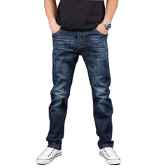 32_ブルー [Hiloyaya] メンズ デニムパンツ ストレッチ ダメージ加工 ジーパン アメカジ メンズジーンズ ズボン 紳士 大きいサイズ (32, ブルー)