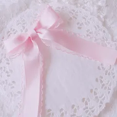 ❤️234スカラップレースサテンリボンヘアクリップピン❤️ピンク