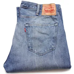 メキシコ製 Levi'sリーバイス 501 USED加工 デニムパンツ カスタム W35★SDP3074 ジーンズ ストレート ヒゲ 縦落ち レザーパッチ
