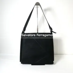 Salvatore Ferragamo サルヴァトーレフェラガモ ショルダーバッグ ハンドバッグ ステッチ セミショルダー ワンショルダー 肩掛け スエード レザー ブラック レディース 古着 中古