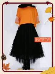 6.新品タグ付き♡INCEDE インシード フリルたっぷり！チュールスカート♡ブラック M ウエストゴム