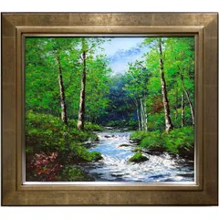 松井哲夫作「菊池渓谷」 油彩 風景画 F10号 【公式通販】