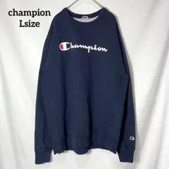 【champion】チャンピオン ワンポイント刺繍ロゴ　プリントロゴ　オーバーサイズ　スウェット　トレーナー　ネイビー　US古着 USA輸入 Lsize