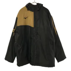 ミズノ 長袖 中綿 スポーツジャケット F ゴールド×ブラック Mizuno フード メンズ 古着 【240217】