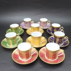 ITJKHJ1ZZEKU 美品 HAVILAND アビランド Botticelli ボッティチェッリ デミタスカップ & ソーサー 10客セット ゴールド 食器 陶器 陶磁器 フランス