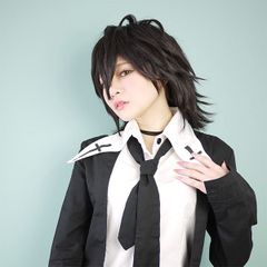 ミディアムレイヤーウィッグ ナチュラルブラック コスプレウィッグ ショート 男装 黒髪
