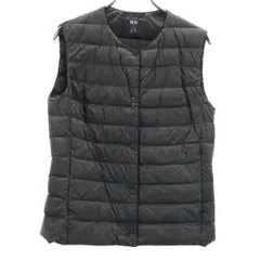 UNIQLO ユニクロ チェック柄 ウルトラライトダウン コンパクト ベスト M ダークグレー レディース 古着