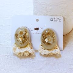 Moriイヤリング(くすみベージュ) C-002