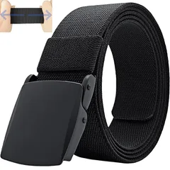 【新品】 [JIFANPAUL] ベルト メンズ 伸縮ベルト 伸びる 作業用 ナイロンベルト ゴムベルト ストレッチ 登山用 無段階調節 穴なし おおきいサイズ フリーサイズ 軽量 スポーツ ミリタリー カジュアル (合金製バックル, 長さ120cm：ウエ 0