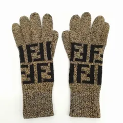 フェンディ FENDI 美品 ズッカ柄 ウール 手袋 ベージュ ブラック ヴィンテージのサムネイル
