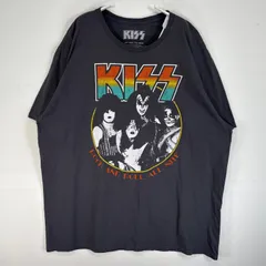 古着 キス KISS 半袖Tシャツ バンド クルーネック 大きいサイズ 2XL  グレー系 プリント メンズ