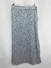 ◇ GLOBAL WORK グローバルワーク 花柄 ロング丈 フレア スカート サイズL グリーン ホワイト レディース E  【1407020041119】