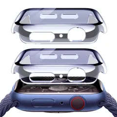 【人気商品】新デザイン 一体型 高透過率 PC+強化ガラス素材 超薄型 専用保護カバー 保護ケース アップルウォッチ 防水 10/11対応】 硬度9H 46mm【Series 耐衝撃 ケース 全面保護 Watch用 高耐久 Apple 装着簡単(46mm、透明