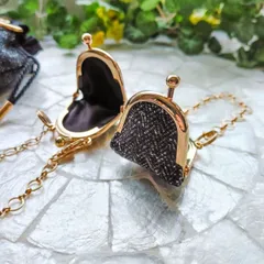 No.250 (黒)『ミニがま口チャーム』アクセサリーケース　ピルケース　コインケース　ミニ財布　小銭入れ